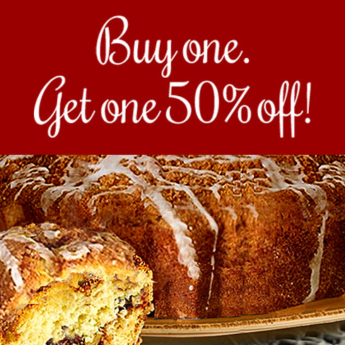Buy one Rocky Mountain Coffee Cake. Get second cake 50% off! (2 cakes)