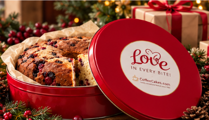 Large Traditional Cranberry Walnut Coffee Cake in a Signature Red Tin