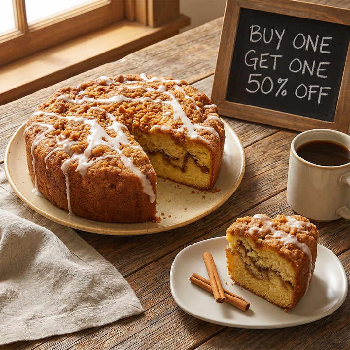 Buy one Rocky Mountain Coffee Cake. Get second cake half off! (2 cakes)