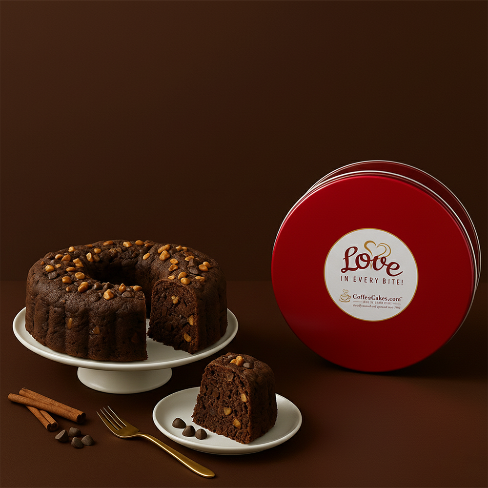 Large Traditional No Walnut Cinnamon Coffee Cake in a Signature Red Tin