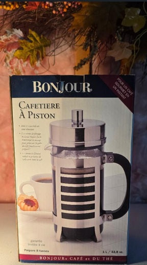 BonJour 8 Cups French Press Coffee Maker – Stainless Steel, Manual, Easy Brew