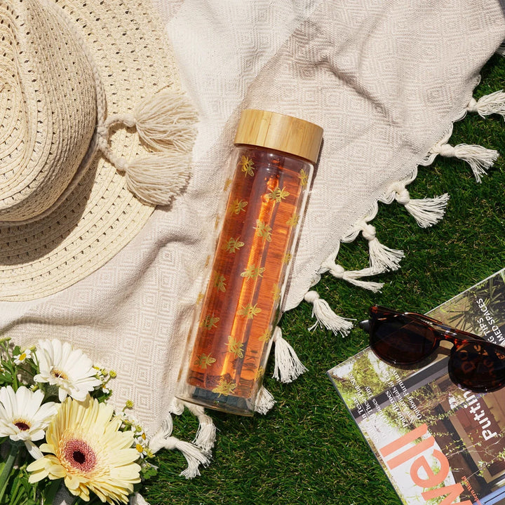Honeybee Tea Time Travel Mug – Insulated Glass with Tea Infuser