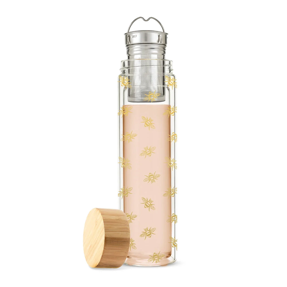 Honeybee Tea Time Travel Mug – Insulated Glass with Tea Infuser