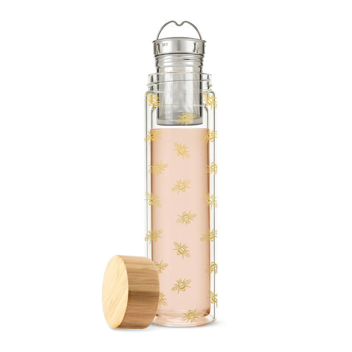 Honeybee Tea Time Travel Mug – Insulated Glass with Tea Infuser