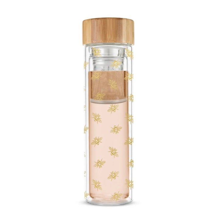 Honeybee Tea Time Travel Mug – Insulated Glass with Tea Infuser