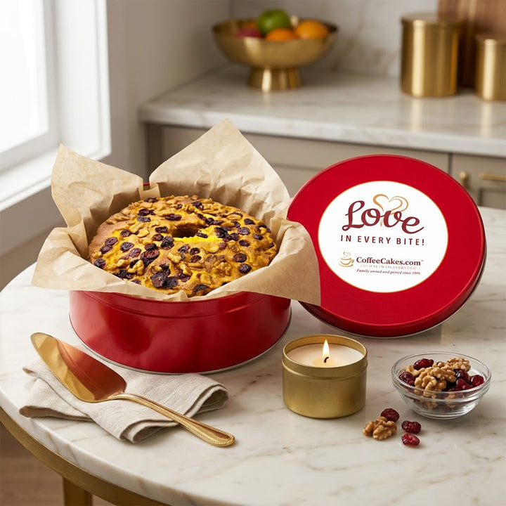 Large Traditional Cranberry Walnut Coffee Cake in a Signature Red Tin