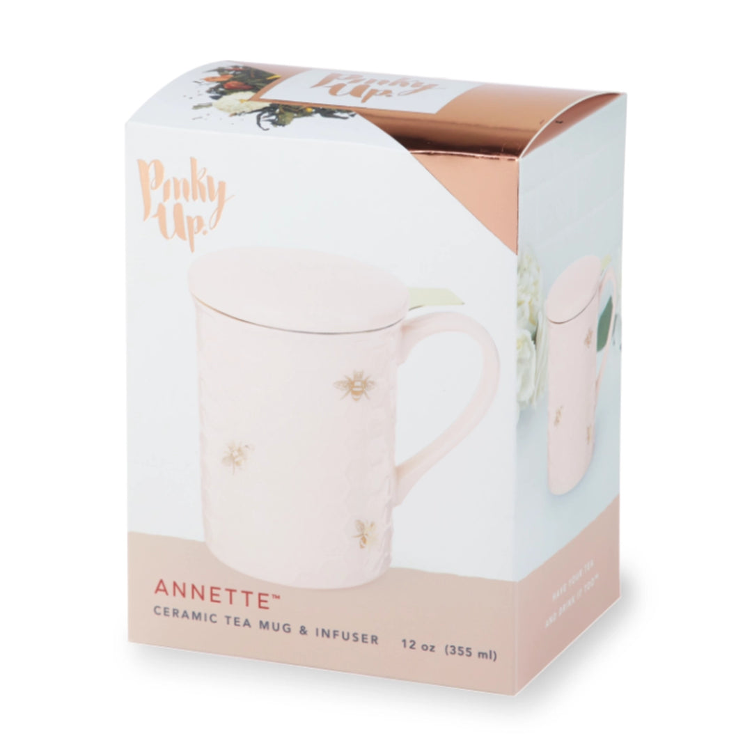 Honeybee 3D Ceramic Mug with Infuser Honeycomb Bee Happy
