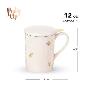 Honeybee 3D Ceramic Mug with Infuser Honeycomb Bee Happy