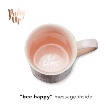 Honeybee 3D Ceramic Mug with Infuser Honeycomb Bee Happy