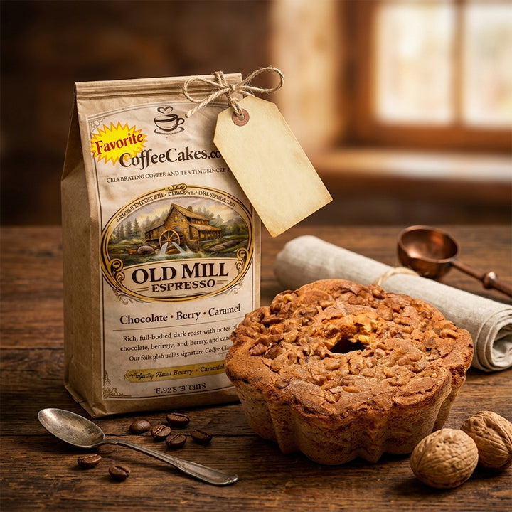 Old Mill Classic - Traditional Cinnamon Walnut Coffee Cakes and Espresso Coffee