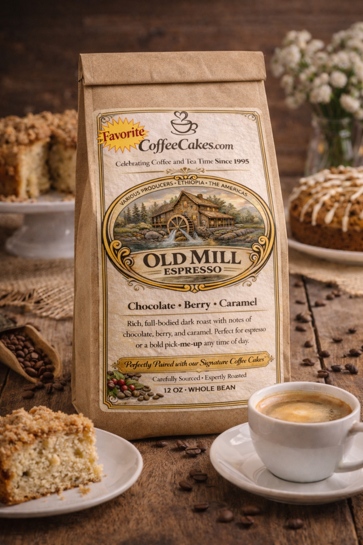 Old Mill Classic (Traditional Cinnamon Walnut Coffee Cakes and Coffee)
