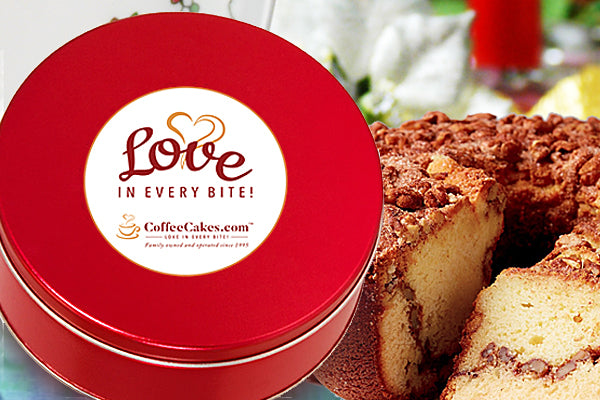 Traditional Cinnamon Walnut Coffee Cake Cake in our Signature Red Tin