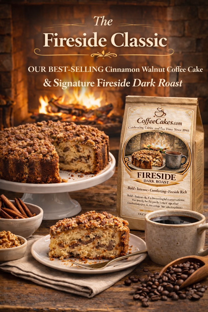 The Fireside Classic (Traditional Cinnamon Walnut Coffee Cakes and Coffee)