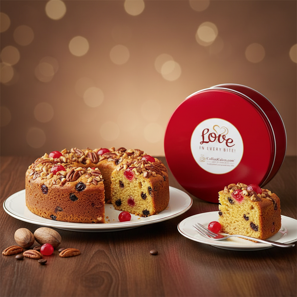 Large Traditional Cranberry Walnut Coffee Cake in a Signature Red Tin