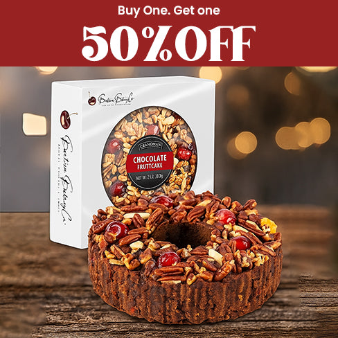 Buy one Grandma’s Chocolate Rum Fruitcake. Get Second Cake Half Price (2 Cakes)