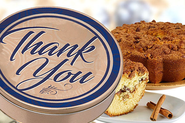 Rocky Mountain Old Fashioned Cinnamon Streusel Cake in a Thank You Gift Tin